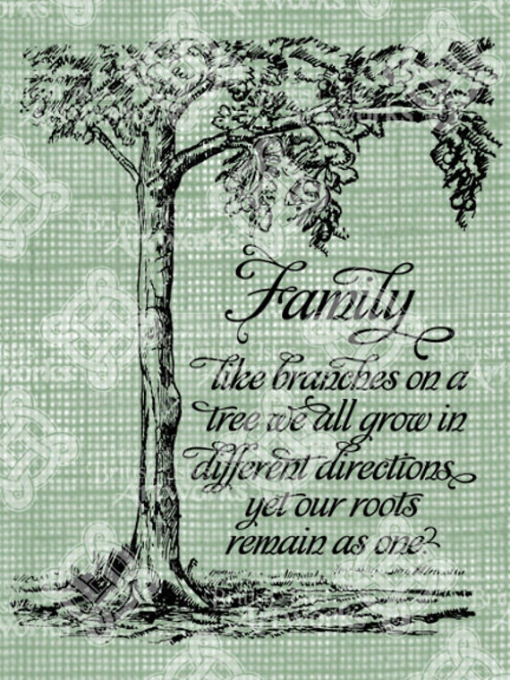 Digital Download Family Tree Quote Antique Illustration digi