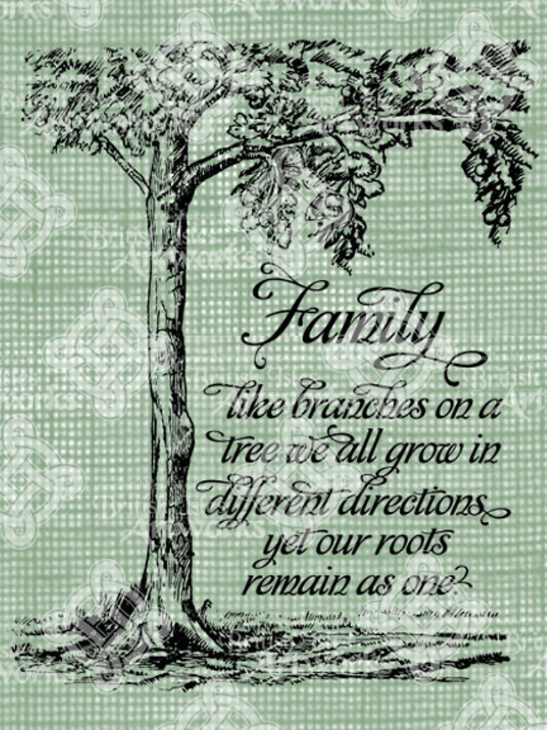 Digital Download Family Tree Quote Antique Illustration, Digi Stamp ...