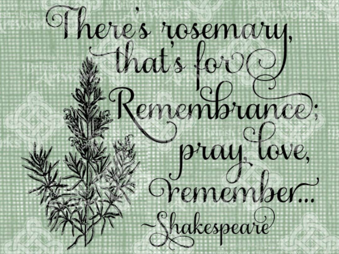 Digital Download Rosemary for Remembrance Quote Typography Etsy UK