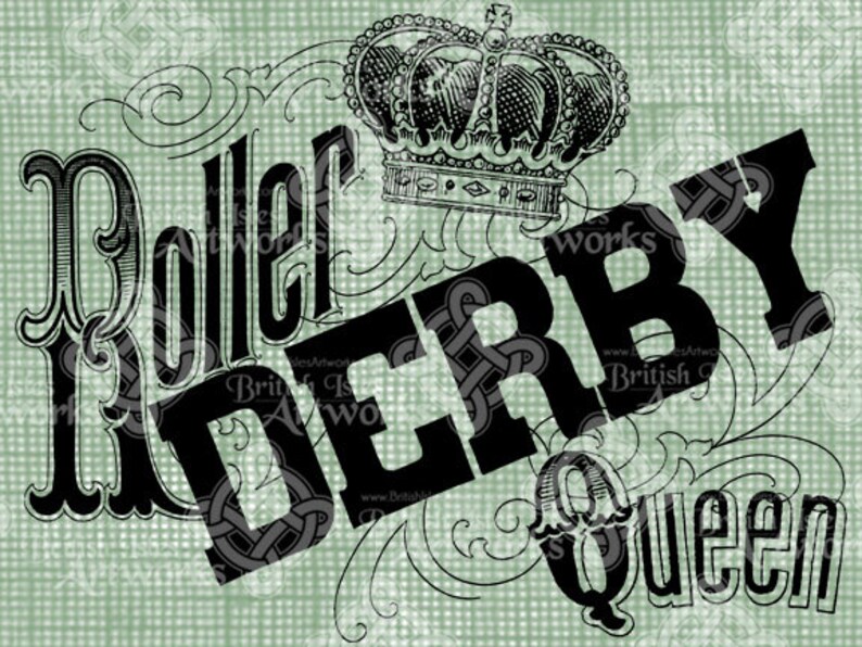 Digital Download Roller Derby Queen, Derby Girl Digi Stamp, Digis