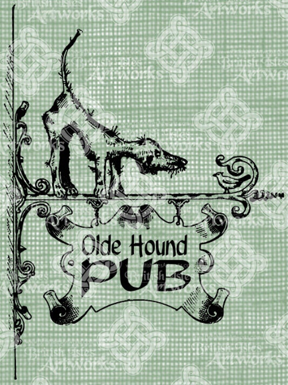 Digital Download Pub Sign Banner Frame Border With Hound Dog Etsy