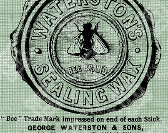 Digital Download Sealing Wax Ad, Edinburgh Advert, Antique Vintage drawing, UK, British Ad digi stamp, digital stamp Bee Brand, Transfer