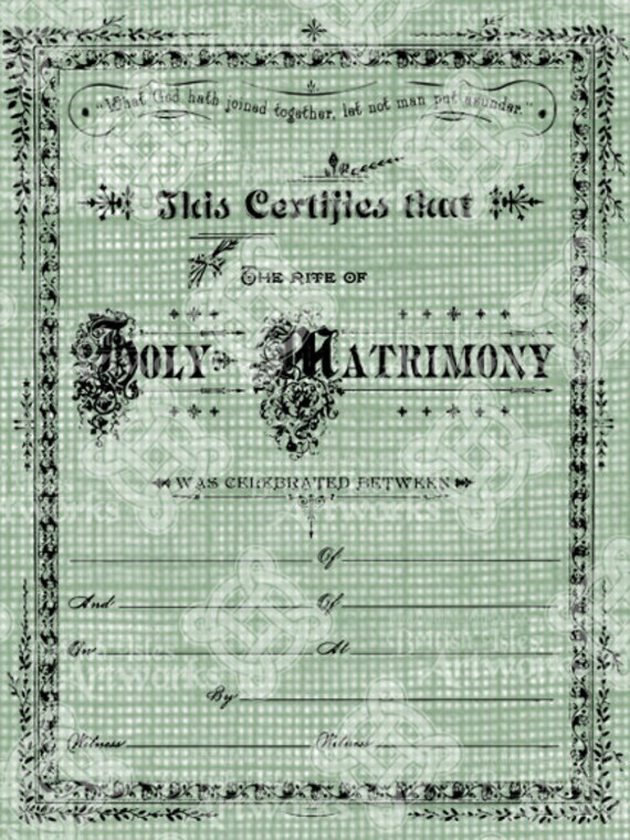 Digital Download Marriage Certificate Illustration Flourishes Etsy