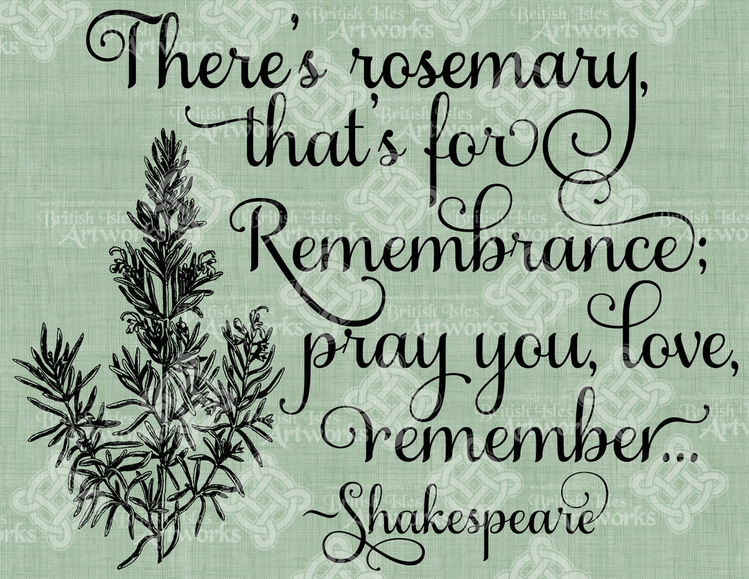 Digital Download Rosemary for Remembrance Quote Typography Digi Stamp Verse Digital Transfer