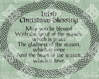 Digital Download Celtic Knot Irish Christmas Blessing Frame, elegant Vintage drawing digi stamp, digital transfer, Ireland Knotwork