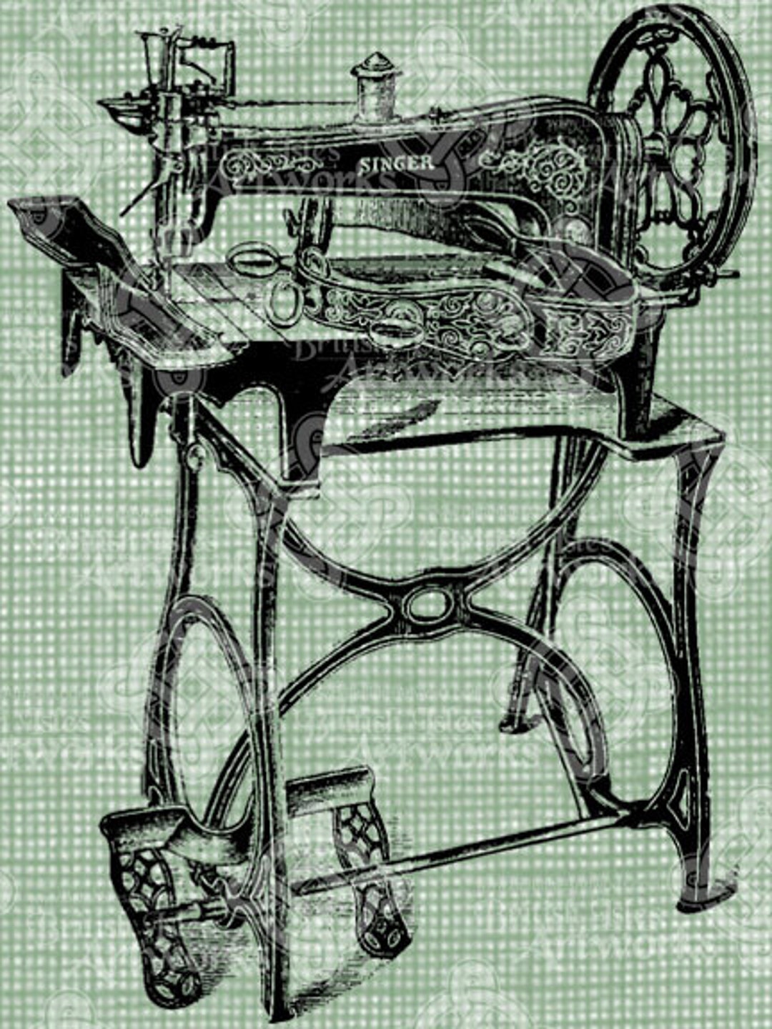 Digital Download Singer Sewing Machine Antique Illustration, Vintage ...