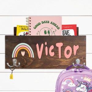 Patère pour enfant, Organiseur de porte d'entrée pour enfant, Retour à l'école, Porte-manteau pour sac à dos, Décoration de ferme faite main, Personnalisé, Décoration de chambre d'enfant
