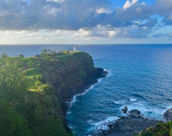 Hawaii lighthouse, ocean photography, Print. Beautifull for office, bedroom or hotel