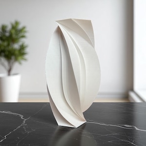 Sleek Modern Swirl Vase Ivory White