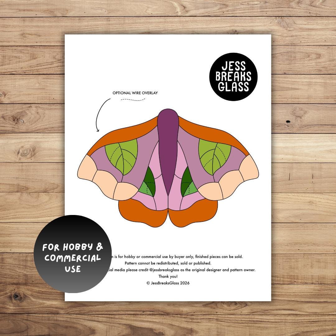 Leaf Moth (with Bonus PNG) • Stained Glass Pattern // DIGITAL DOWNLOAD ...