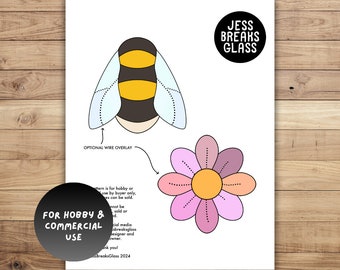 Bumblebee and Daisy • Stained Glass Pattern // DIGITAL DOWNLOAD Hobby and Commercial License