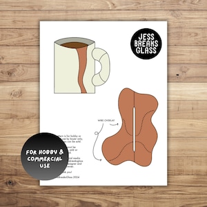 Coffee Spill Standee • Stained Glass Pattern // DIGITAL DOWNLOAD Hobby and Commercial License