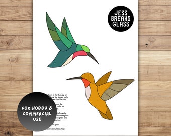 Hummingbirds • Stained Glass Pattern // DIGITAL DOWNLOAD Hobby and Commercial License