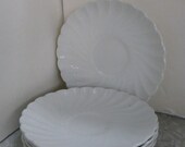 5 Johnson Bros England White Ironstone Swirl Saucer Plates