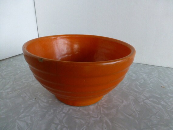 Orange Yellow Ware Ringware Bowl 36 Pottery Bauer Garden City Etsy