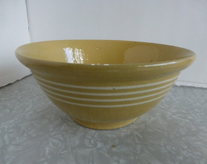 Old Yellow Ware 4 White Band Stripe Bowl 8 Inch Yellowware Etsy