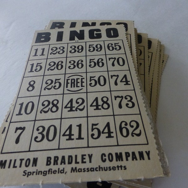 Old Bingo Cards 3X6 Lot of 27 Milton Bradley