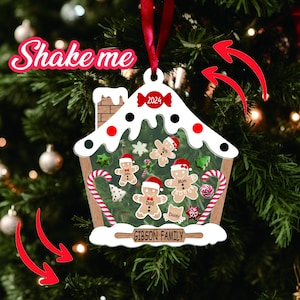 Personalised Christmas Shake Family Ornament, Personalized Gingerbread House Christmas Ornament, Christmas tree Family Ornament, Family Gift