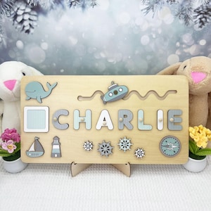 Juguetes de madera para niños de 1 año, rompecabezas de madera con nombre personalizado, rompecabezas con nombre personalizado, regalo personalizado para bebé de primer cumpleaños, regalos para bebé
