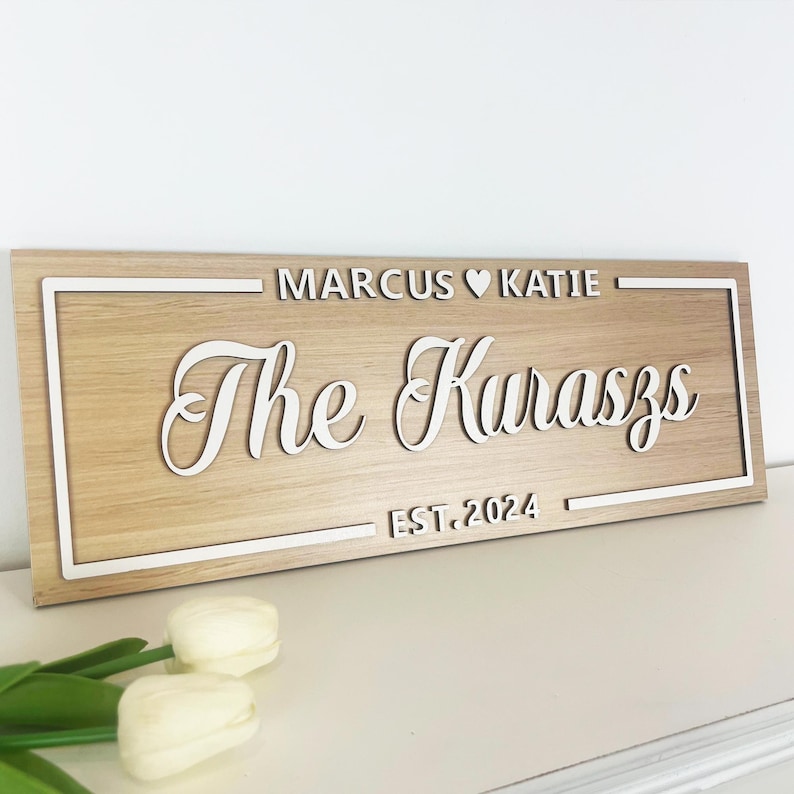 Maddie Colin - The Hydes - est. 2026- Wedding welcome Wood Plaque, Custom Wedding Sign, Gift for Couple, Wedding Gifts,3D Wooden Sign, Housewarming Gift, Established Sign
