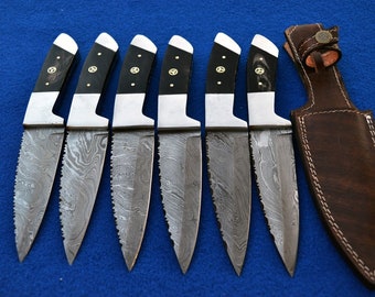Maßgeschneidertes handgefertigtes Messer mit fester Klinge aus Damaststahl