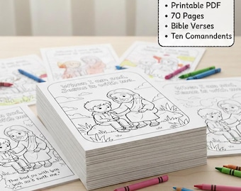 Feelings with Jesus Coloring Book – Bible Verses & Ten Commandments (70 Pages, Digital Download)