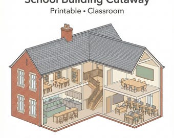 School Cutaway Coloring Pages | Isometric Worksheets (PDF Download)