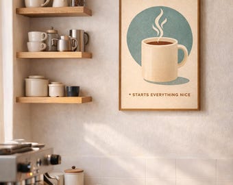 Coffee Cup Poster: 70s Retro Café Wall Art (Digital Download)