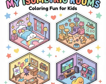20 Cozy Isometric Rooms Coloring Book for Kids (Ages 7–10)