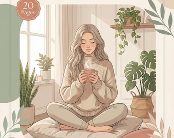 Self-Care Coloring Book | Calm Cozy Girl Moments (Digital Download)