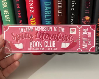 Spicy Literature Ticket Bookmark -- Book Trope -- Ticket Bookmark -- The Lost Library -- Book Club Bookmark