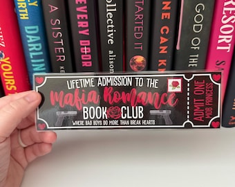 Mafia Romance Ticket Bookmark -- Book Trope -- Ticket Bookmark -- The Lost Library -- Book Club Bookmark