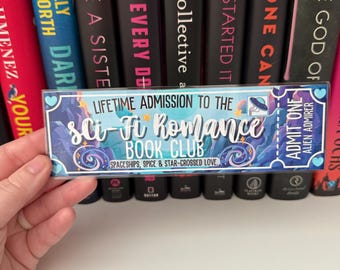 Sci-Fi Romance Book Club Bookmark -- Book Trope -- Ticket -- The Lost Library -- Book Club Bookmark