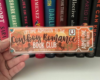 Marcapáginas de romance vaquero para lectores -- Tropo literario -- Marcapáginas de boleto -- La biblioteca perdida -- Marcapáginas de club de lectura