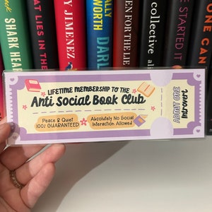 Anti Social Book Club Ticket Bookmark  -- Ticket Bookmark -- The Lost Library -- Book Club Bookmark