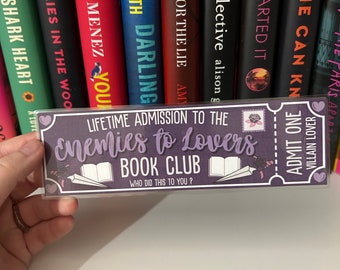 Enemies to Lovers Ticket Bookmark -- Book Trope -- Ticket Bookmark -- The Lost Library -- Book Club Bookmark