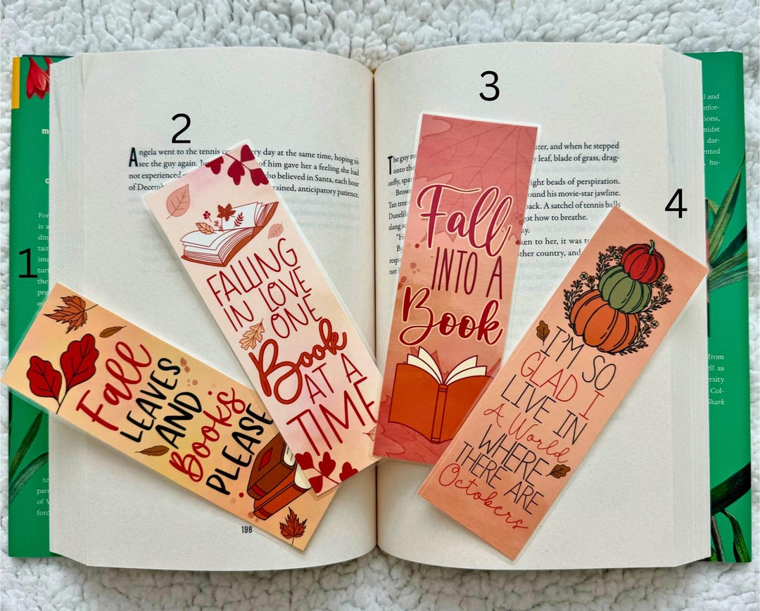 Autumn Bookmarks -- Fall Leaves and Books Please -- the Lost Library - Etsy