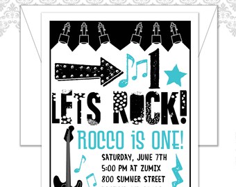 Rockstar Birthday Invitation, Rocker Birthday, Rocker Party, First Birthday Invite, Musical Party Invite, Guitar Invite, Modern Rockstar