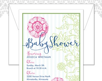 Garden Flower Baby Shower Invite, Vintage Shower Invite, Baby Shower Invite, Flower Invite, Garden Shower, Spring Shower Invitation, Flowers