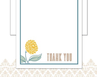 Flower Stationery Set of 30 with envelopes, Custom, Shower Thank Yous, Garden Stationery, Modern Flower, Floral note cards, Teacher cards