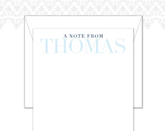 A Note From Custom Stationery Set of 20 with envelopes, college stationery, custom desk stationery, adult stationery, kid stationery, name