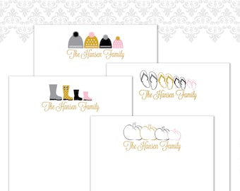 Family Stationery Set of 24 with matching address labels, Family Stationery, Winter, Spring, Summer, Fall, Custom stationery, Seasonal, fam