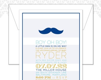 Mustache Baby Shower Invitation