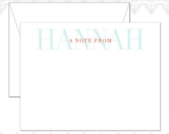 A Note From Custom Stationery Set of 20 with envelopes, college stationery, custom desk stationery, adult stationery, kid stationery, name