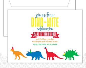 Dinosaurs Birthday Invitation, Dino Party, Dinosaur Invite, Modern Dinosaur Party, Trex Invite, Triceratops, Dinos Invite, Rainbow invite