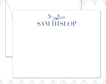 Airplane Stationery Set of 15 with envelopes, custom name cards, airplane, aviation, flying, pilot, personalized note cards, airplane cards