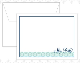 Custom Modern flower Stationery Set of 10 with envelopes, Deco notecards, Art deco personalized stationery, Modern personalized custom