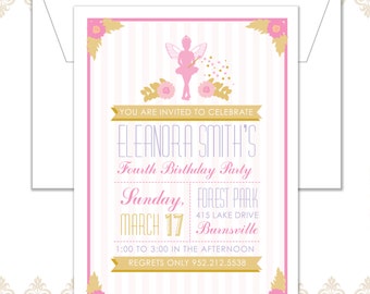 Princess Fairy Birthday Invitation, Modern Princess Invite, Garden Fairy Invite, Modern birthday Fairy Invite, Magical Fairy Dust Invitation