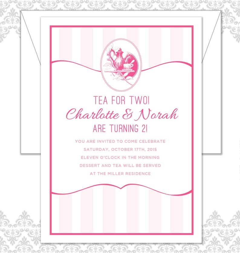Tea for Two Birthday Invitation Tea Invite Tea Party Etsy