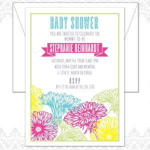 Flower Baby Shower Invite, Spring Baby Shower Invite, Floral Shower Invite, Garden Shower, Modern Flowers, Geraniums, Oh Baby Shower invite image 6